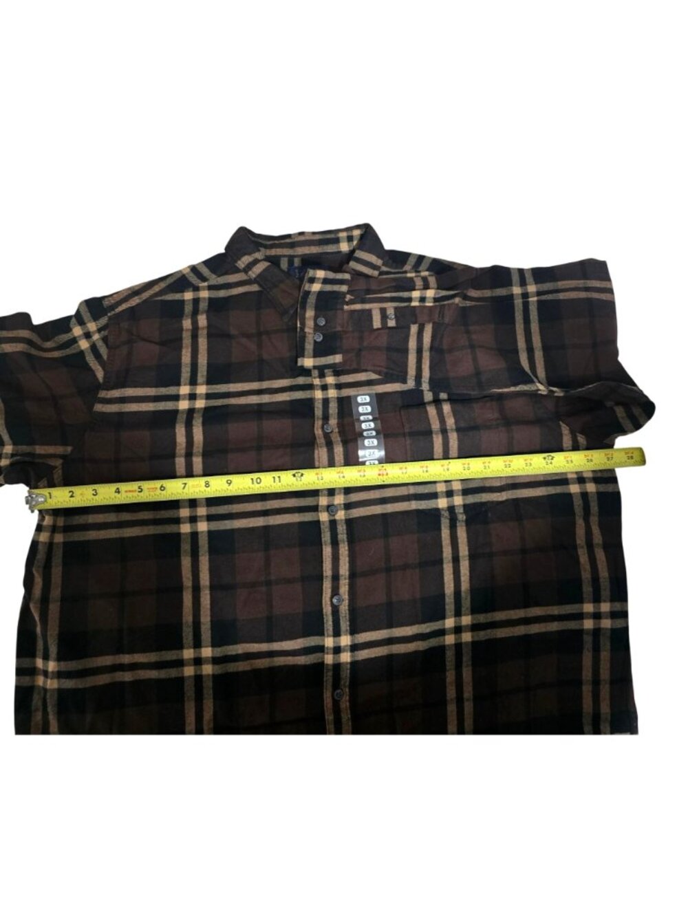 Izod Mens 3XL Plaid Button-Up Long Sleeve Shirt Brown Beige Cotton Flannel - Picture 6 of 7
